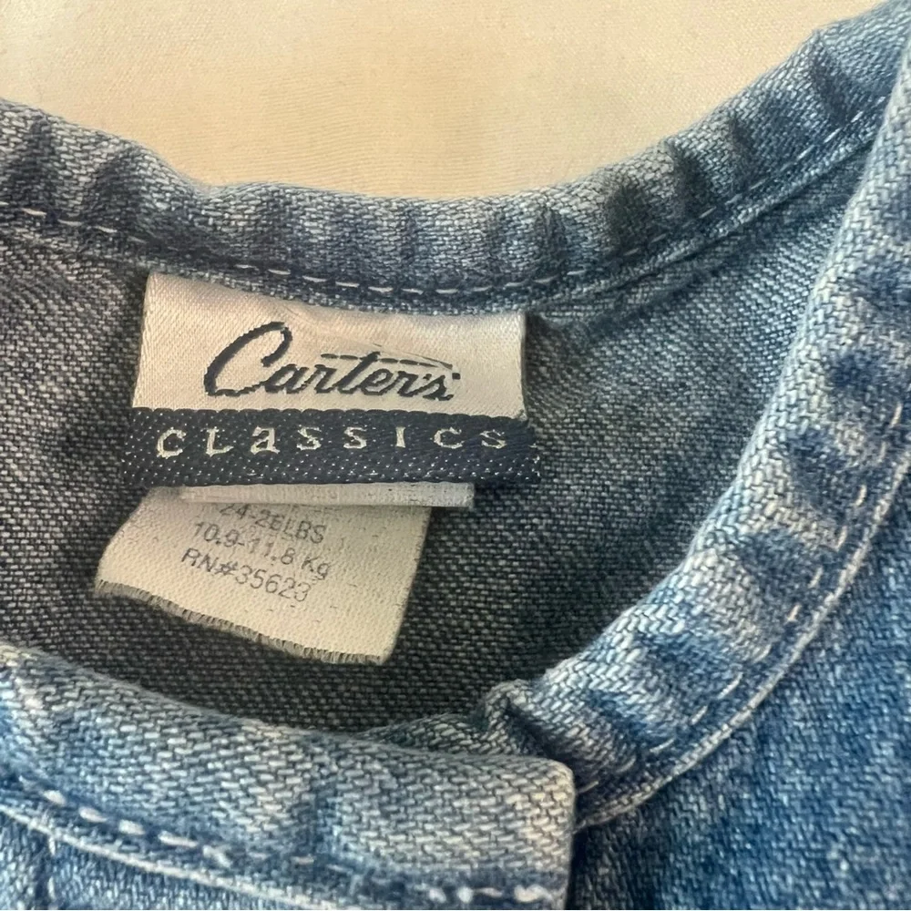 Vintage Carter’s Classics Denim Dress Size 18 Months Button Front Jean Dress